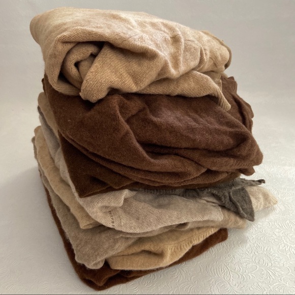 Lot of 10 TAN BROWN Cashmere Sweater Craft fabric - Picture 2 of 5